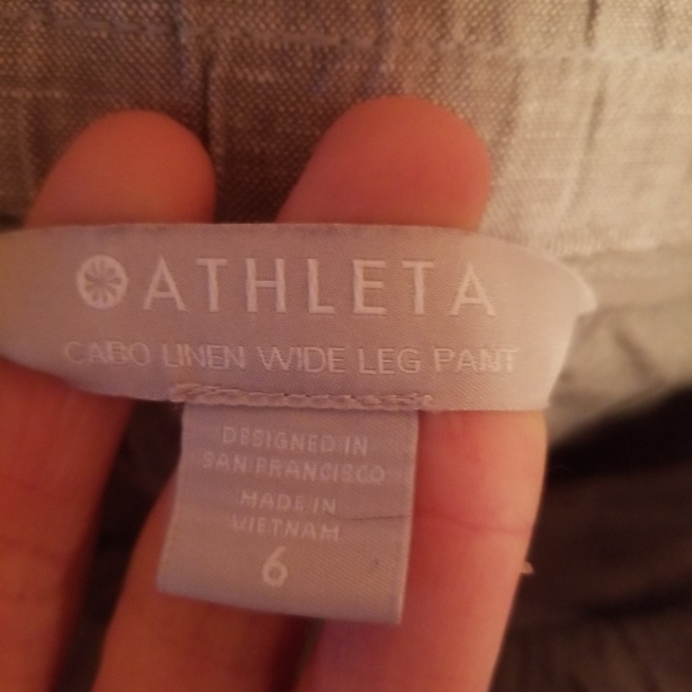 Athleta Cabo Linen Wide Leg Pant Grey Size 6 - Picture 12 of 12